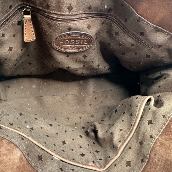 Fossil Vintage Reissue Revival Brown Metallic Leather Shoulder Bag Tote - Picture 14 of 16
